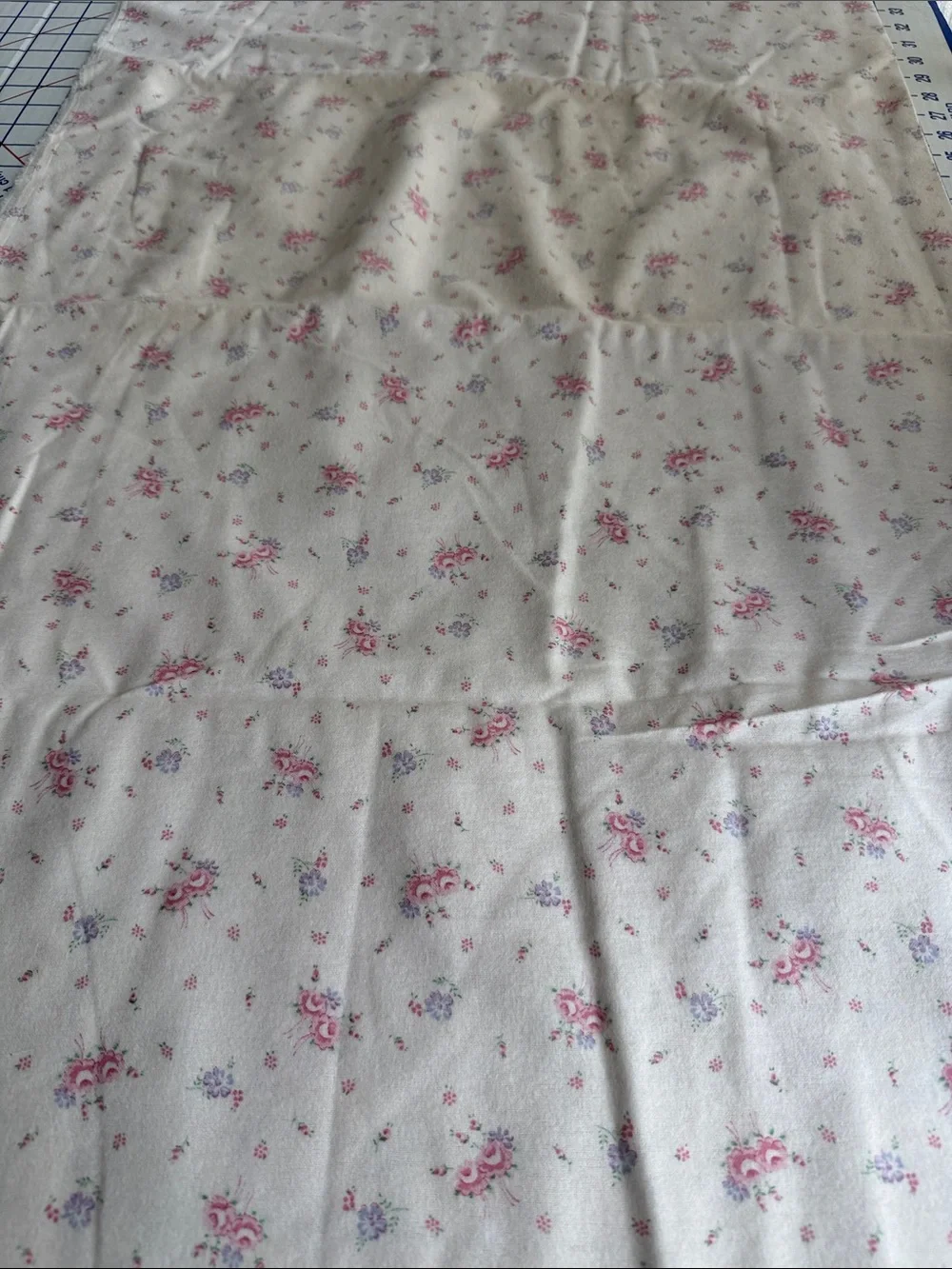 Vintage Style Floral Flannel Fabric Pink Roses Cottagecore 2 Yards x 44